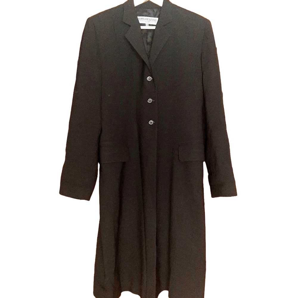 MORGANE LE FAY Black Light Wool Overcoat New York ~ Liliana Casabal